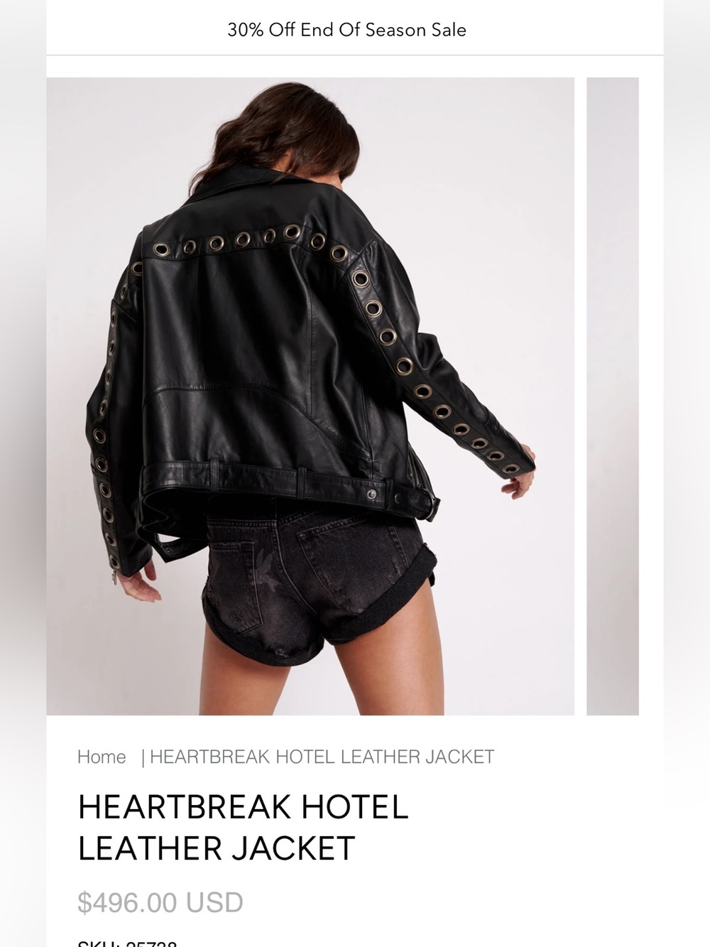 One Teaspoon Black Leather Jacket with Grommet Eyelets